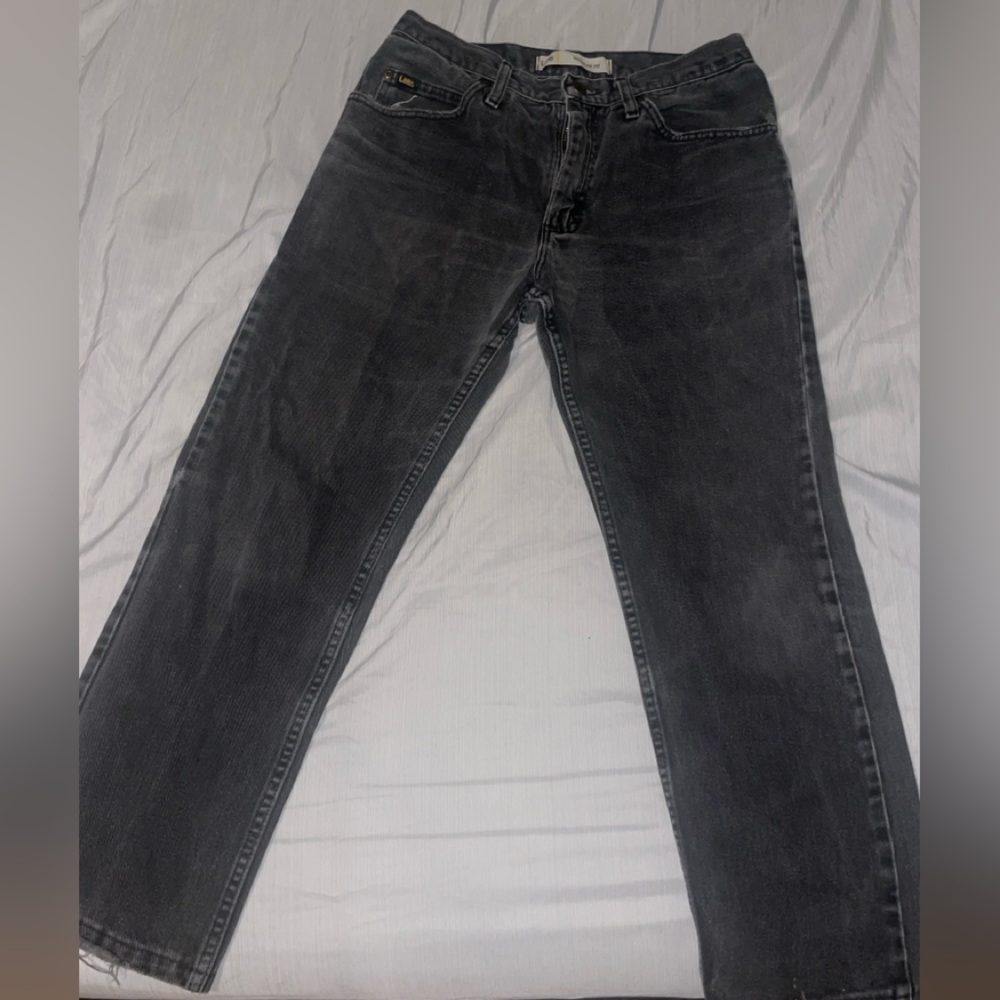 Vintage Lee Faded Black Washed Jeans - Classic Straight Fit